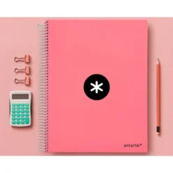 CUADERNO ESPIRAL LIDERPAPEL DIN A4 MICRO ANTARTIK LISO COLOR ROSA CARTON FORRADO