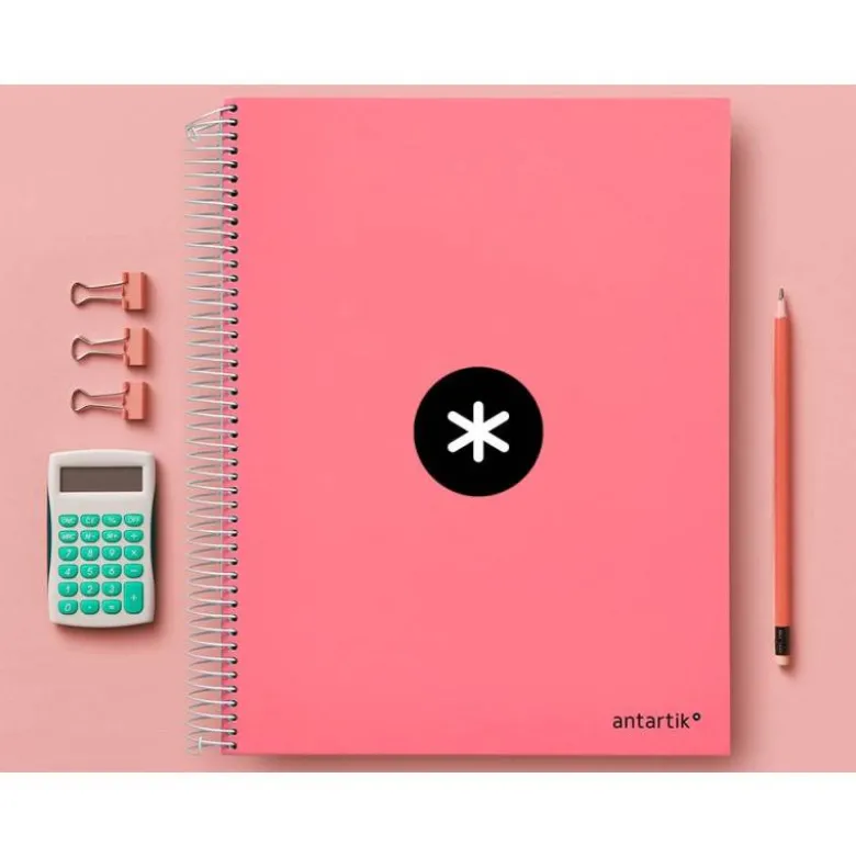 CUADERNO ESPIRAL LIDERPAPEL DIN A4 MICRO ANTARTIK LISO COLOR ROSA CARTON FORRADO