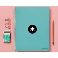 CUADERNO ESPIRAL LIDERPAPEL DIN A4 MICRO ANTARTIK LISO COLOR AZUL CARTON FORRADO