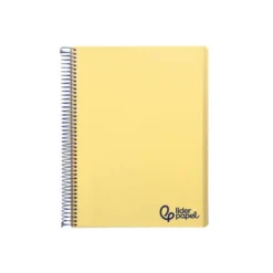 CUADERNO ESPIRAL LIDERPAPEL DIN A6 MICRO WONDER CUADRICULA 5MM 4 BANDAS COLOR AMARILLO 120H