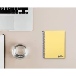 CUADERNO ESPIRAL LIDERPAPEL DIN A6 MICRO WONDER CUADRICULA 5MM 4 BANDAS COLOR AMARILLO 120H