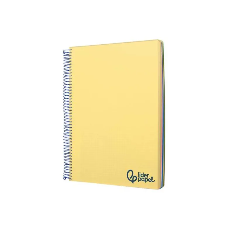 CUADERNO ESPIRAL LIDERPAPEL DIN A6 MICRO WONDER CUADRICULA 5MM 4 BANDAS COLOR AMARILLO 120H