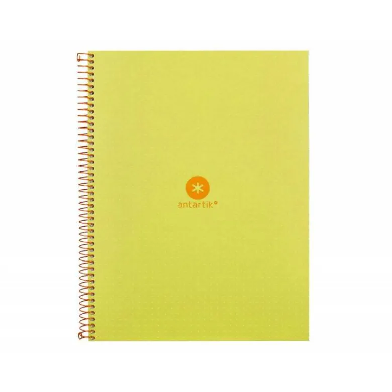 CUADERNO ESPIRAL LIDERPAPEL A4 MICRO ANTARTIK TAPA FORRADA80H 90 GR RAYADO PUNTOS 1 BANDA 4 TALADROS AMARILLO