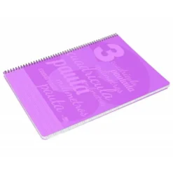 CUADERNO ESPIRAL LIDERPAPEL FOLIO TAPA PLASTICO 80H 80 GR CUADRO PAUTADO 3MM CON MARGEN COLOR VIOLETA
