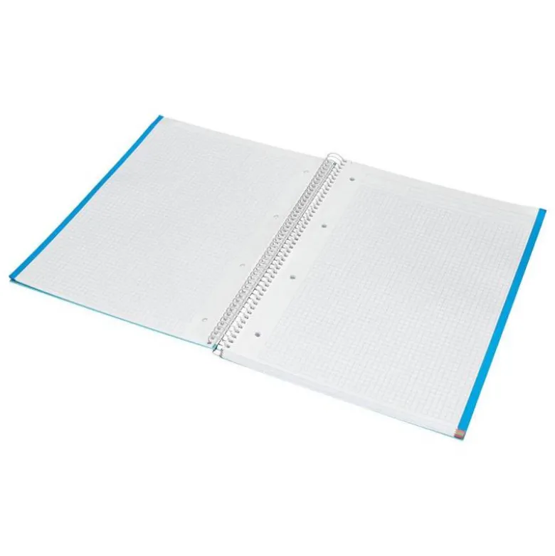 CUADERNO ESPIRAL LIDERPAPEL A4 MICRO JOLLY TAPA FORRADA 140H 75 GR CUADRO 5MM 5 BANDAS4 TALADROS COLOR CELESTE