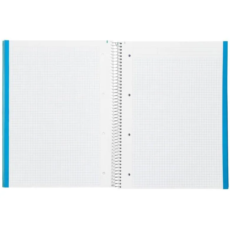 CUADERNO ESPIRAL LIDERPAPEL A4 MICRO JOLLY TAPA FORRADA 140H 75 GR CUADRO 5MM 5 BANDAS4 TALADROS COLOR CELESTE