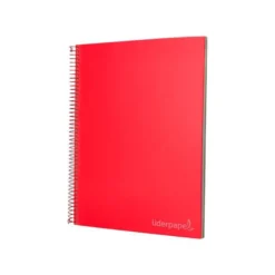 Cuaderno espiral Liderpapel Jolly Tamaño DIN A4 Tapa forrada 140H Cuadricula 5 mm 75 g/m2 5 bandas 4 taladros color Rojo