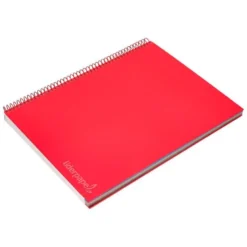 Cuaderno espiral Liderpapel Jolly Tamaño DIN A4 Tapa forrada 140H Cuadricula 5 mm 75 g/m2 5 bandas 4 taladros color Rojo