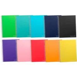 Cuaderno espiral Liderpapel Jolly Tamaño DIN A4 140H Tapa forrada Rayado Horizontal 75 g/m2 5 bandas 4 taladros Colores surtidos