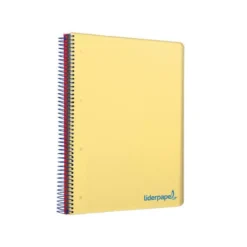 Cuaderno espiral Liderpapel Wonder Tamaño DIN A4 Tapa plastico Cuadricula 5 mm 90 g/m2 5 bandas 4 taladros color Amarillo