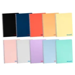 Cuaderno espiral Liderpapel Wonder Tamaño DIN A4 Tapa plastico Pauta ancha 3,5 mm 80 hojas 90 g/m2 Con margen Colores surtidos