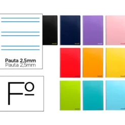Cuaderno espiral Liderpapel folio Tapa blanda 80h 60gr pauta 2,5mm Con margen Colores surtidos (no se puede elegir)
