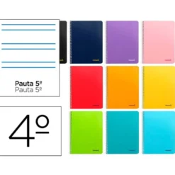 Cuaderno espiral Liderpapel cuarto folio smart Tapa blanda 80h 60gr Rayado montessori 5mm Colores surtidos (no se puede elegir)