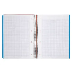 CUADERNO ESPIRAL LIDERPAPEL A5 MICRO WONDER TAPA PLASTICO 120H 90G CUADRO 5MM 5 BANDAS 6 TALADROS COLOR ROJO