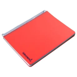 CUADERNO ESPIRAL LIDERPAPEL A5 MICRO WONDER TAPA PLASTICO 120H 90G CUADRO 5MM 5 BANDAS 6 TALADROS COLOR ROJO