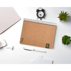 CUADERNO ESPIRAL LIDERPAPEL A5 TAPA CARTULINA KRAFT CONTRACOLADA 120H PAPEL 100% RECICLADO 80 GR LISO