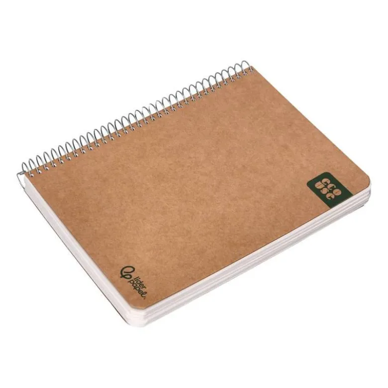 CUADERNO ESPIRAL LIDERPAPEL A5 TAPA CARTULINA KRAFT CONTRACOLADA 120H PAPEL 100% RECICLADO 80 GR LISO