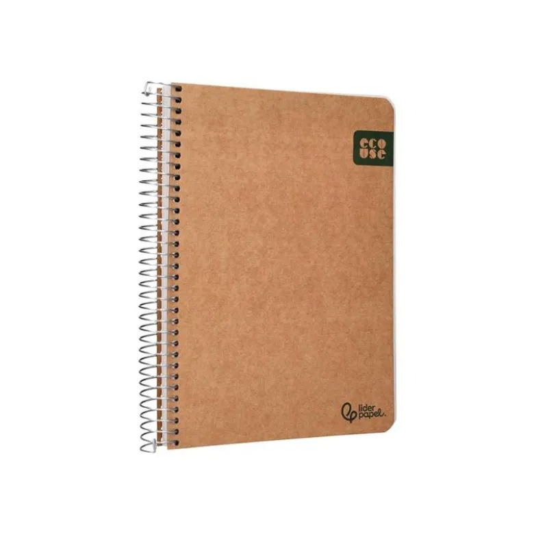 CUADERNO ESPIRAL LIDERPAPEL A5 TAPA CARTULINA KRAFT CONTRACOLADA 120H PAPEL 100% RECICLADO 80 GR LISO