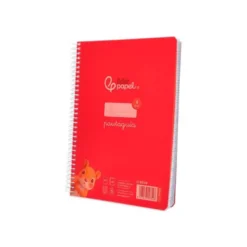 CUADERNO ESPIRAL LIDERPAPEL DIN A5 PAUTAGUIA TAPA PLASTICO 80H 90GR CUADRO PAUTADO 4MM CON MARGEN COLOR ROJO