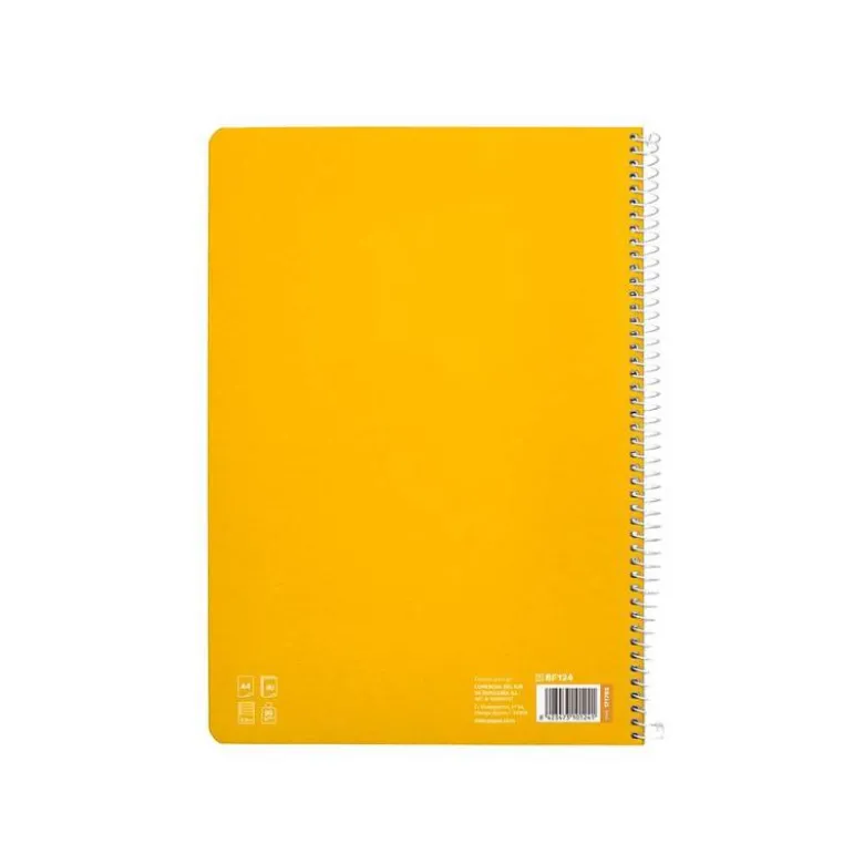 CUADERNO ESPIRAL LIDERPAPEL DIN A4 PAUTAGUIA TAPA DURA 80H 90 GR CUADRO PAUTADO 2,5MM AMARILLO