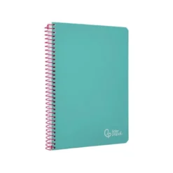 CUADERNO ESPIRAL LIDERPAPEL DIN A5 WITTY TAPA DURA 80H 90GR CUADRO 4MM CON MARGEN COLOR TURQUESA