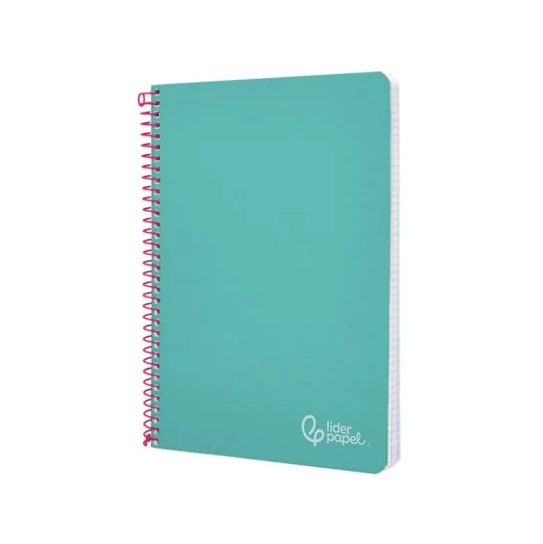 CUADERNO ESPIRAL LIDERPAPEL DIN A5 WITTY TAPA DURA 80H 90GR CUADRO 4MM CON MARGEN COLOR TURQUESA