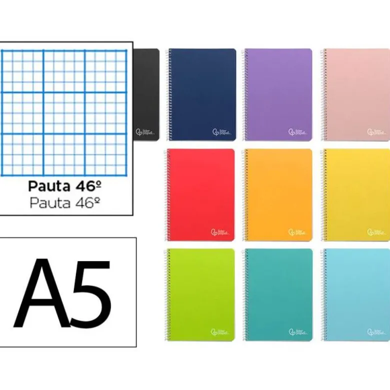 CUADERNO ESPIRAL LIDERPAPEL DIN A5 WITTY TAPA DURA 80H 90GR RAYADO Nº46 CON MARGEN COLORES SURTIDOS