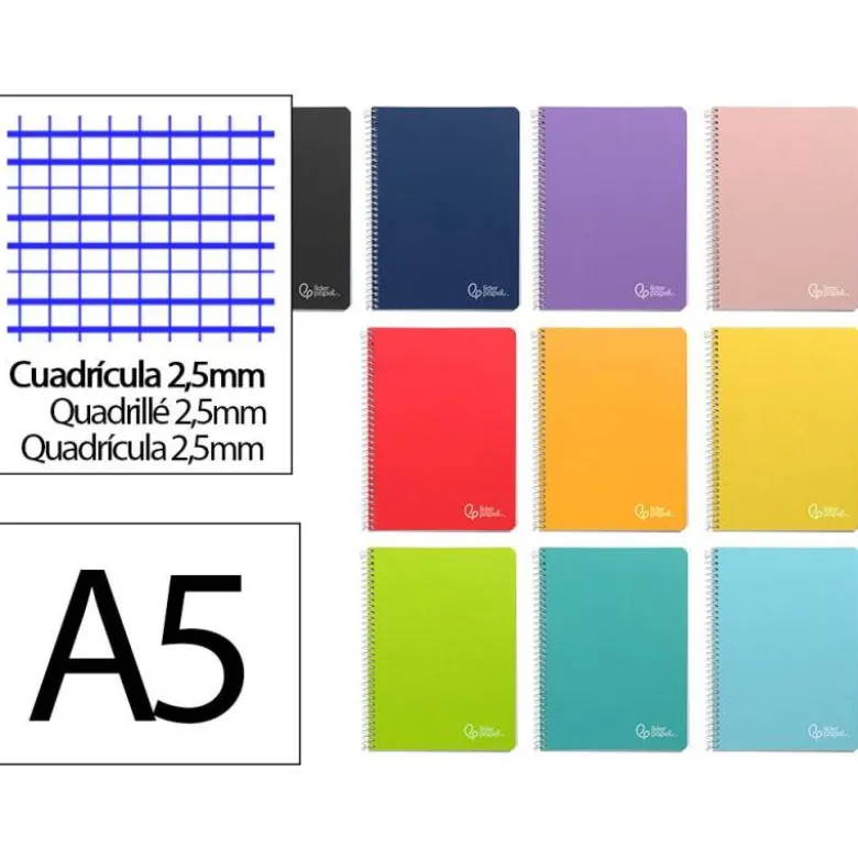 CUADERNO ESPIRAL LIDERPAPEL DIN A5 WITTY TAPA DURA 80H 90GR PAUTA ESTRECHA 2,5MM CONMARGEN COLORES SURTIDOS