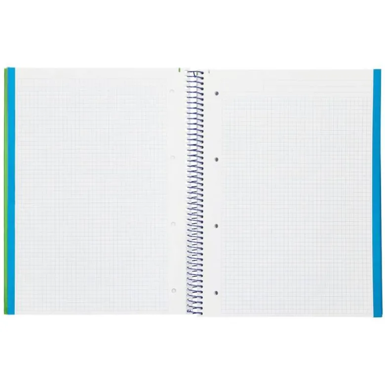 CUADERNO ESPIRAL LIDERPAPEL A4 MICRO WONDER TAPA PLASTICO 120H 90GR CUADRO 5MM 5 BANDAS 4 TALADROS COLOR VERDE OSCURO