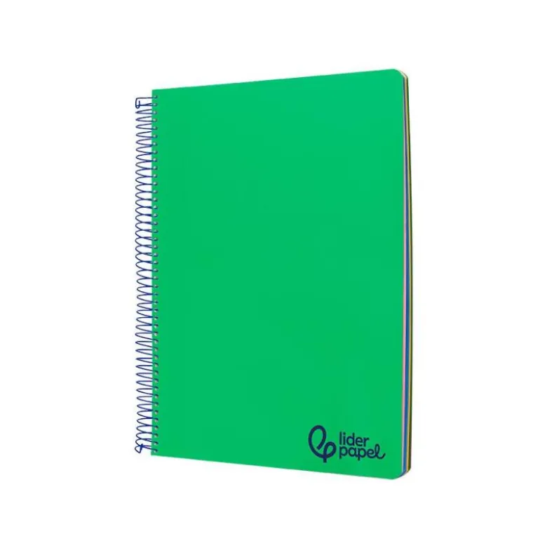 CUADERNO ESPIRAL LIDERPAPEL A4 MICRO WONDER TAPA PLASTICO 120H 90GR CUADRO 5MM 5 BANDAS 4 TALADROS COLOR VERDE OSCURO