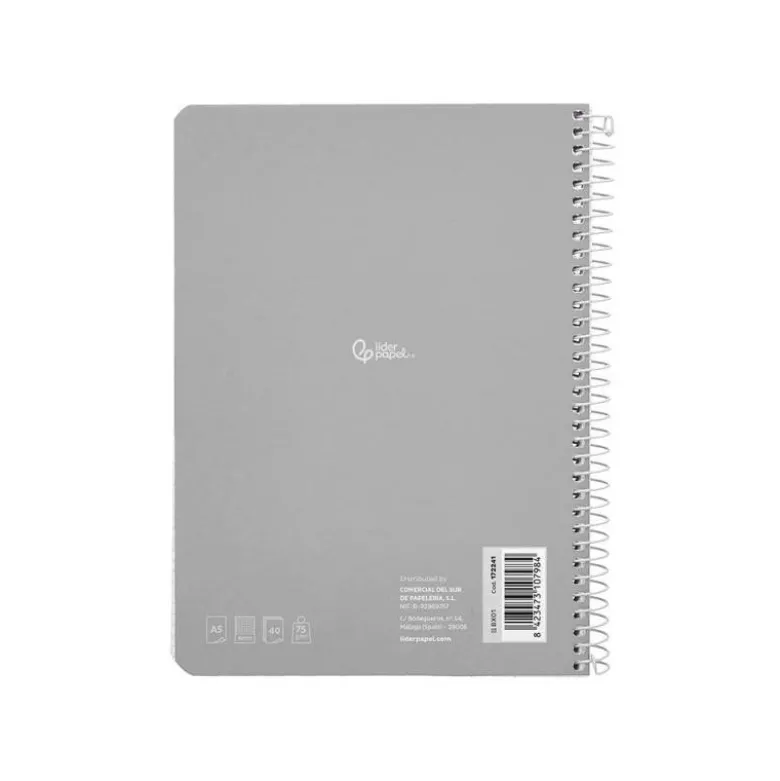 CUADERNO ESPIRAL LIDERPAPEL DIN A5 SMART TAPA BLANDA 40H 75GR CUADRO 4MM CON MARGEN COLORES SURTIDOS