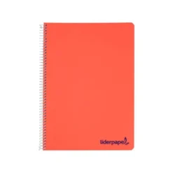Cuaderno espiral Liderpapel DIN A4 Tapa plástico Cuadricula 4 mm 80H 90 g/m2 Con margen Colores surtidos (no se puede elegir)