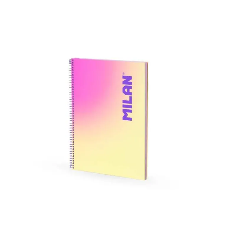 CUADERNO ESPIRAL MILAN COLECCION SUNSET DIN A4 TAPA DURA 90 HOJAS 95 GR CUADRICULA 5 MM AMARILLO