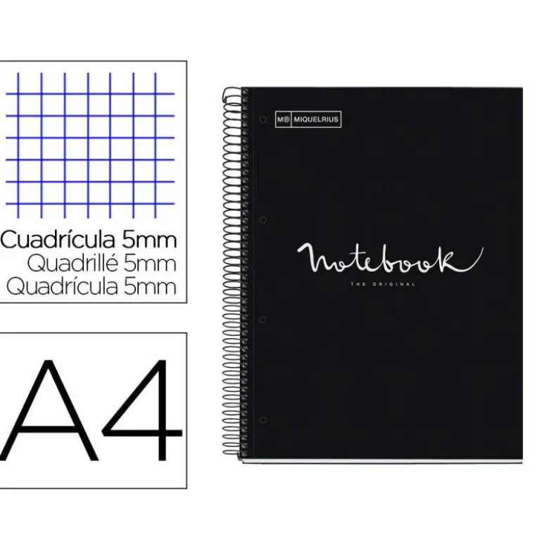 CUADERNO ESPIRAL MIQUELRIUS NOTEBOOK 1 EMOTIONS TAPA FORRADA DIN A4 MICROPERFORADO 80 HOJAS 90G/M2 CUADRO 5 MM