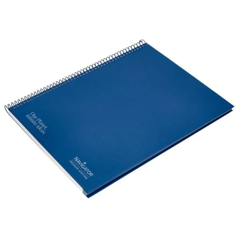 CUADERNO ESPIRAL NAVIGATOR A4 TAPA DURA 80H 80GR CUADRO 4MM CON MARGEN AZUL MARINO