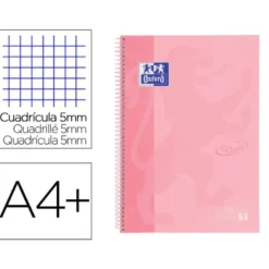 CUADERNO ESPIRAL OXFORD DIN A4+ 80 HOJAS CUADRO 5 MM CON MARGEN FLAMINGO PASTEL