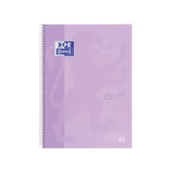 CUADERNO ESPIRAL OXFORD DIN A4+ 80 HOJAS CUADRO 5 MM CON MARGEN MALVA PASTEL