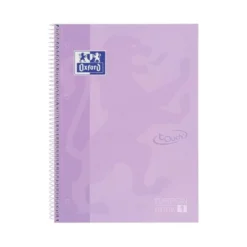 CUADERNO ESPIRAL OXFORD DIN A4+ 80 HOJAS CUADRO 5 MM CON MARGEN MALVA PASTEL