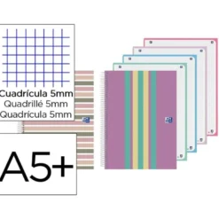 CUADERNO ESPIRAL OXFORD EUROPEANBOOK 4 TAPA EXTRADURA DIN A5+ 120 HOJAS CUADRO 5 MM