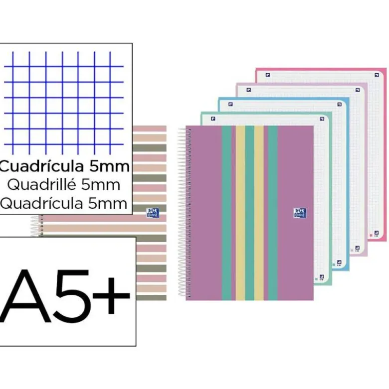 CUADERNO ESPIRAL OXFORD EUROPEANBOOK 4 TAPA EXTRADURA DIN A5+ 120 HOJAS CUADRO 5 MM