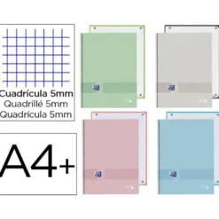 CUADERNO ESPIRAL OXFORD EUROPEANBOOK 1 YOU TAPA EXTRADURA DIN A4+ 80 HOJAS CUADRO 5 MM COLOR PASTEL