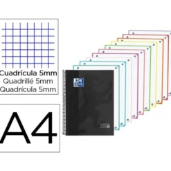 CUADERNO ESPIRAL OXFORD EUROPEANBOOK 10 TAPA EXTRADURA DIN A4 200 HOJAS CUADRO 5 MM COLOR NEGRO