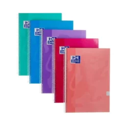 Cuaderno espiral oxford tapa extradura folio 80 hojas cuadro 4 mm con pizarra blancapack 4+1 colores surtidos
