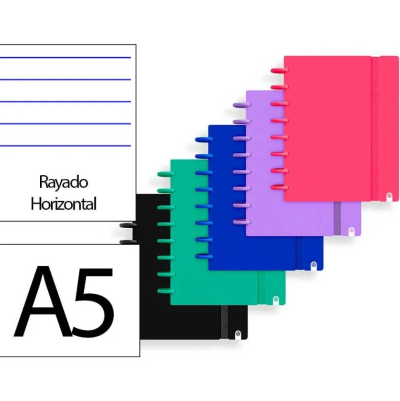 CUADERNO INGENIOX FOAM A5 80H RAYADO HORIZONTAL COLORES INTENSE SURTIDOS