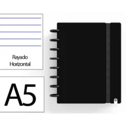 CUADERNO INGENIOX FOAM A5 80H RAYADO HORIZONTAL NEGRO