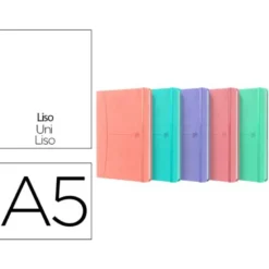CUADERNO OXFORD COSIDA TAPA EXTRADURA DIN A5 80 HOJAS LISO COLORES PASTEL SURTIDOS