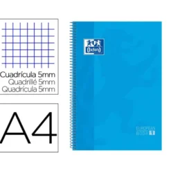 Cuaderno Oxford DIN A4 Turquesa Tapa Extradura 80 hojas Cuadrícula 5 mm