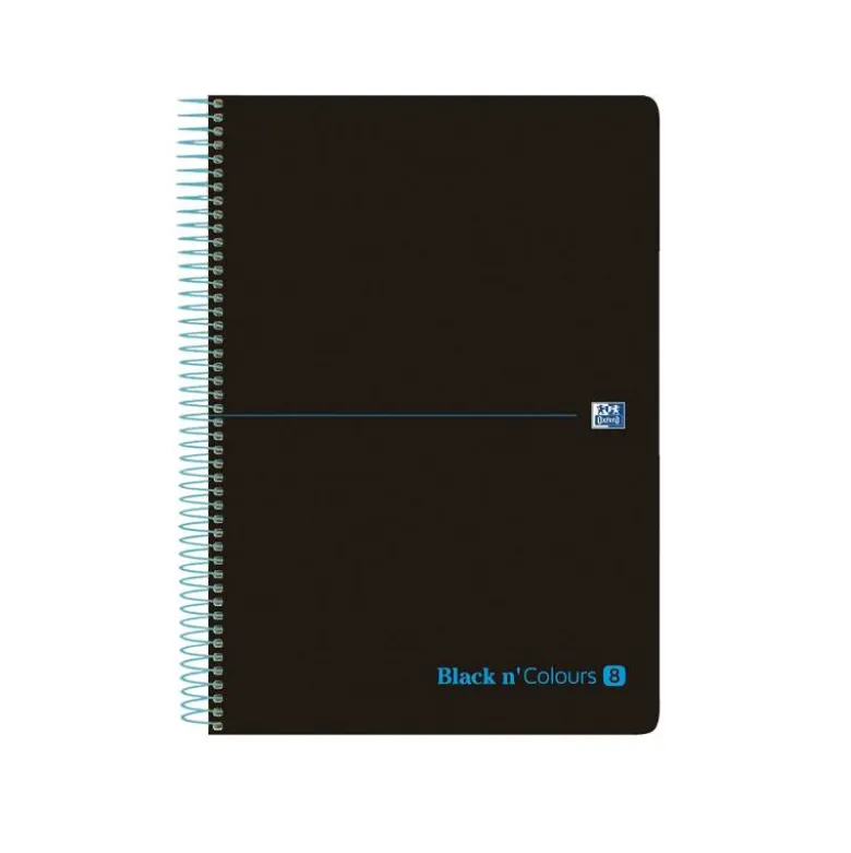 Cuaderno Oxford Ebook 8 A4+ Negro y Turquesa 160 hojas Tapa Plastico Cuadricula 5 mm