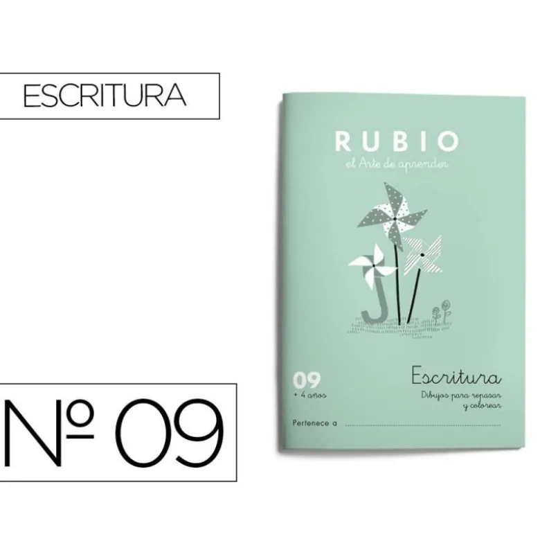 Cuaderno Rubio Escritura nº 09 Dibujos para seguir y colorear