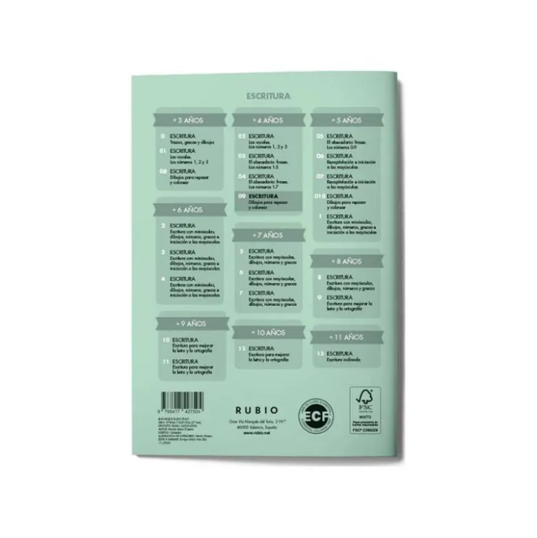 Cuaderno Rubio Escritura nº 09 Dibujos para seguir y colorear